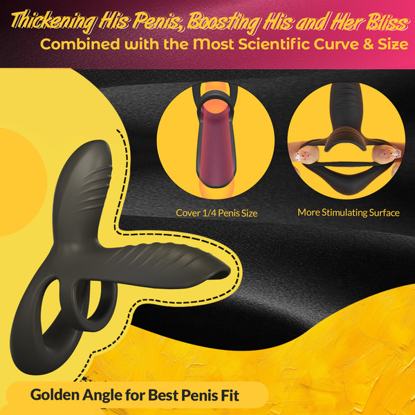 TANSHUNLY Ring Vibrator Sleeve with Clitoral Stimulator for G-Spot Perineum, Sex Toy for Couples Men Women, Cock Ring Ring Sex Toys, Erotic Sex Toy, Black