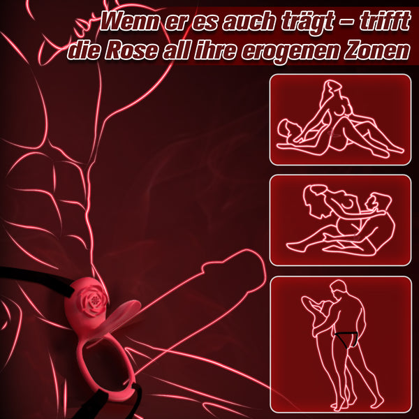 Sex Spielzeug für die Paare Frau Männer, Strap on BDSM Rose Vibration für Frauen, Bondage Vibratorensets für Frauen Klitoris G Punkt mit Fernbedienung Leise, Penisring Vibrator App,Sexspielzeug Spiele