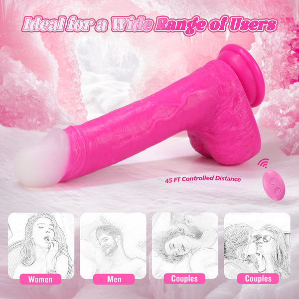 Thrusting Soft Pink Liquid Silicone Jelly Dildo, Suction Cup Fantasy Anal G Spot Rotating Vibrating Realistic Strap On Dildo, Remote Control Vibrator, YUKZEN Women Female Couples Adult Sex Toys Games