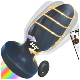 Wriggling Vibrating Butt Plug with 360° Rotation, Led Light Up Anal Plug Sex Toy, Prostate Massager Anal Male Adult Sex Toys for Men Couples, MF JHEEO App Remote Control Anal Dildo Vibrator Play