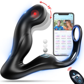 Anal Male Adult Sex Toys - Wiggling Prostate Massager Tapping Taint Stimulator with Cock Ring, Vibrating APP Remote Control Anal Butt Plug Penis Ring Vibrator Sex Toy for Men Couples, HNNPY Anal Dildo