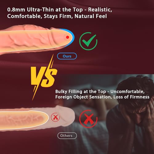 Vibrating Penis Sleeve Cock Ring, All Liquid Silicone Soft Couples Adult Sex Toys for Men Women, APP Penis Extender Vibrator Girth Enhancer Sleeve for Penis Testicles G Spot, LNIIY Male Couple Sex Toy