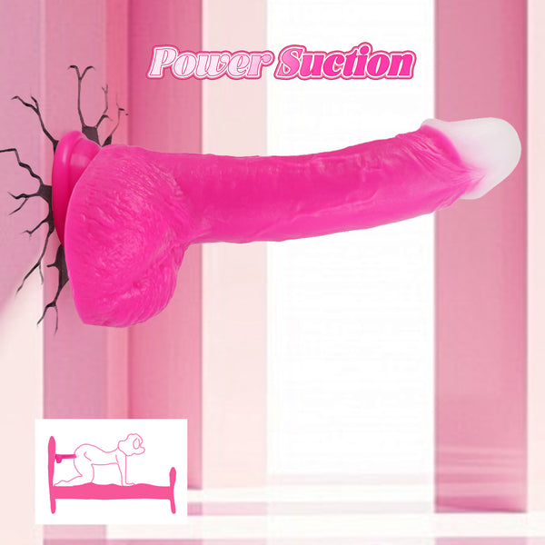 Thrusting Soft Pink Liquid Silicone Jelly Dildo, Suction Cup Fantasy Anal G Spot Rotating Vibrating Realistic Strap On Dildo, Remote Control Vibrator, YUKZEN Women Female Couples Adult Sex Toys Games