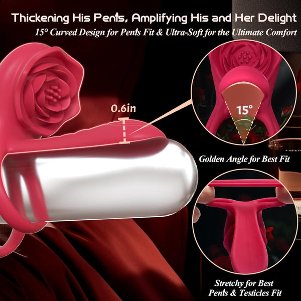 Vibrating Cock Ring Penis Sleeve with Rose Clitoral Stimulator, Penis | loveorl Vibrating Cock Ring Penis Sleeve with Rose Clitoral Stimulator, Penis | loveorl