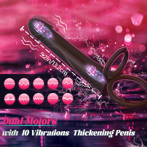 Anal Couples Male Adult Sex Toys - Strap On Anal Dildo with Vibrating Cock Ring, Vibrating Anal Butt Plug Penis Sleeve Vibrator Sex Toy 10 Vibrations, LNIIY Double Dildo for Men Couple Women Pleasures