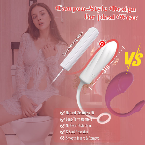 2-in-1 Tampon-Shaped Wearable Bullet Vibrator, 100% Liquid Silicone App Remote Control Clit G Spot Vibrator, Couples Women Adult Sex Toys Games, BARWAY Mini Clitoral Stimulator Female Panty Sex Toy