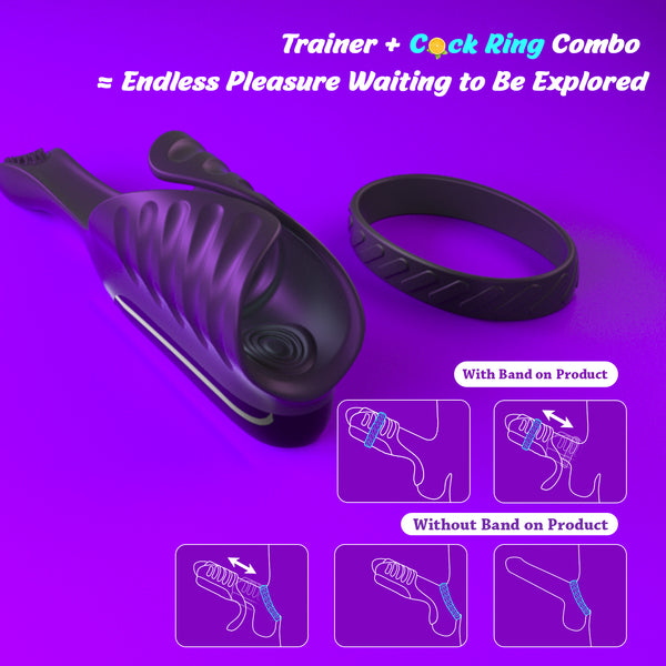 Adjustable Cock Ring with Vibrating Testicle Stimulator for Men Hands-Free Male Masturbation Vibrating Penis Training Device Adult Sex Toys for Men