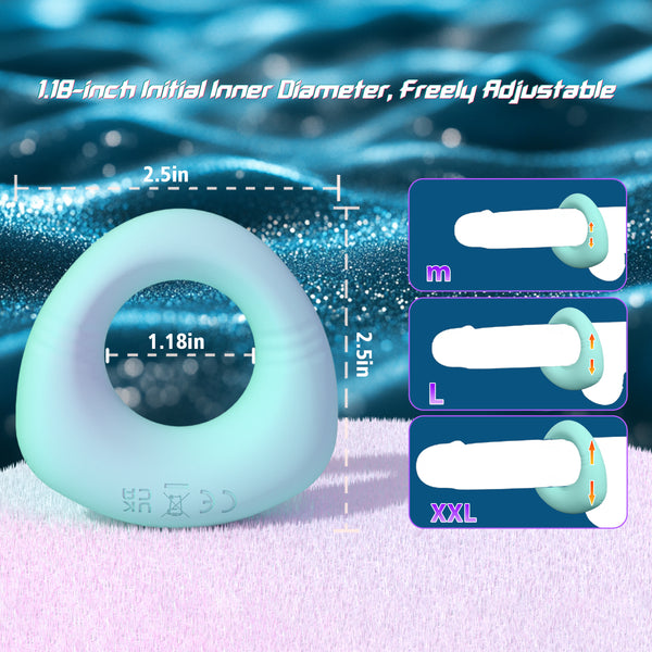 Full Liquid Silicone Soft Vibrating Cock Ring, 0.09LB Mint Green APP Pleasure Penis Ring Vibrator Couples Adult Sex Toys for Men Women, HOESDIK 10 Vibrations Male Couple Sex Toy Game for Men Erection