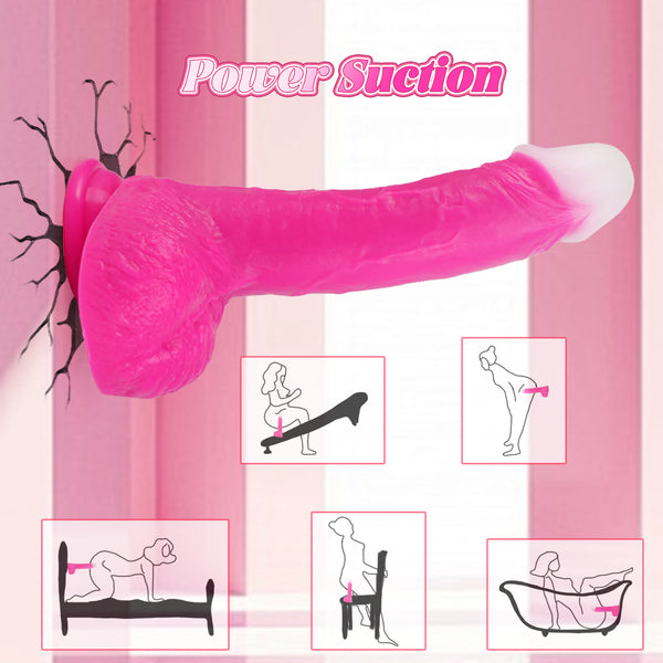 Thrusting Soft Pink Liquid Silicone Jelly Dildo, Suction Cup Fantasy Anal G Spot Rotating Vibrating Realistic Strap On Dildo, Remote Control Vibrator, YUKZEN Women Female Couples Adult Sex Toys Games