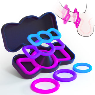 Liquid Silicone Colored Cock Ring, Penis Rings Set with 3 C-Rings for Easy Removal and Adjustment, Couples Male Adult Sex Toys, BDSM Mens Penis Testicle Ring for Men, Juguetes Sexuales para Hombre