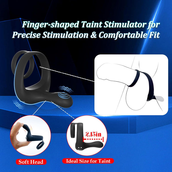 Vibrating Cock Ring Taint Stimulator, Silicone Pleasure Penis Ring Vibrator Couples Adult Sex Toys for Men, Dual Motors 9 Vibrations Remote Control Male Couple Sex Toy, Cock Rings Vibrators for Men