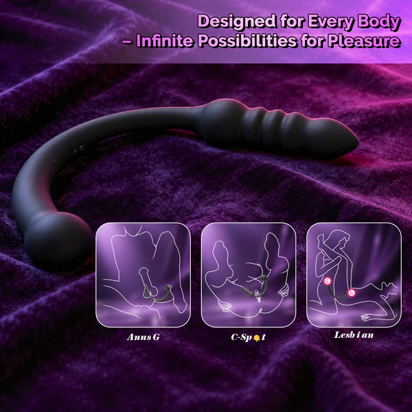 Thrusting Curved Prostate Massager, AI Sync Double Ended Anal Beads Sex Toys, Anal G Spot Dildo Vibrator, Vibrating Wand Anal Butt Plug Trainer, APP Remote Control Male Adult Sex Toy for Men Couples