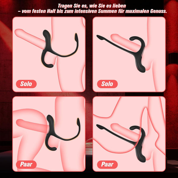 Analplug Prostata Hoden Stimulation Männer mit Penisring Klitorisstimulator, Anal Butt Plug Dildo Sex Spielzeug für die Männer Paare Frauen, Penis Ring Vibrator App, Cockring Sexspielzeug Vibration