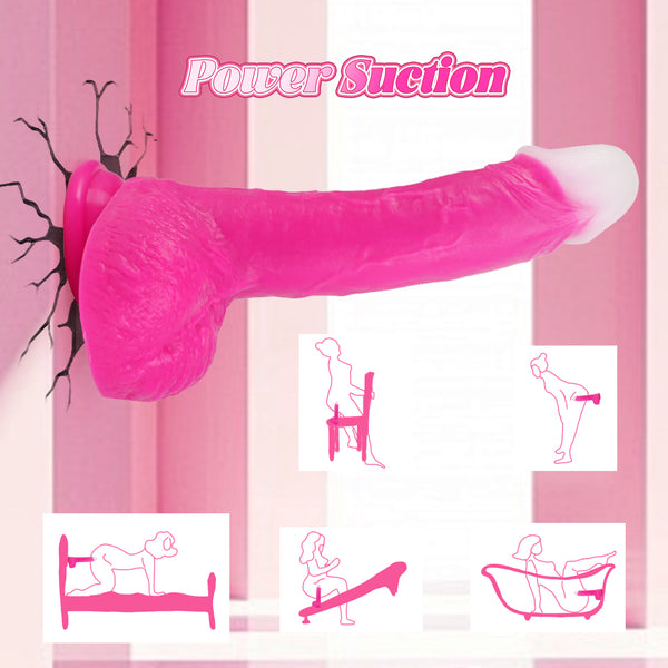 Thrusting Soft Pink Liquid Silicone Jelly Dildo, Suction Cup Fantasy Anal G Spot Rotating Vibrating Realistic Strap On Dildo, Remote Control Vibrator, YUKZEN Women Female Couples Adult Sex Toys Games