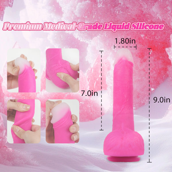 Thrusting Soft Pink Liquid Silicone Jelly Dildo, Suction Cup Fantasy Anal G Spot Rotating Vibrating Realistic Strap On Dildo, Remote Control Vibrator, YUKZEN Women Female Couples Adult Sex Toys Games