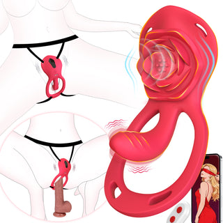 Rose Mini Wearable Vibrator with Finger Stimulator, Hands Free Vibrating Strap On Clitoral Massager, App Remote Control Adult Tools for Couples Women in Bed, ZOOPLOU Vagina Toy