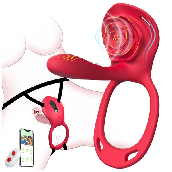 Couples Rose App Remote Control Wearable Vibrator, Women Adult Sex Toys Games for Men, Hands Free Panty Clitoris G Spot Vibrator Vibrating Cock Ring Penis Sleeve, ZOOPLOU BDSM Bondage Female Sex Toy