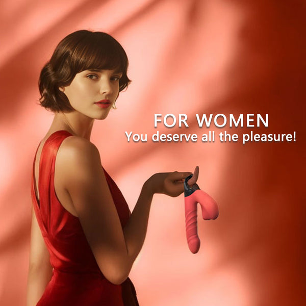 Thrusting Vibrating Dildo, 3 in 1 Female G Spot Vibrator with Clitoral Stimulator, Women Adult Sex Toys 3 Thrust 5 Pulsating 10 Vibrating Modes, YUKZEN Rabbit Sex Toy Dildo for Women Couples Pleasure