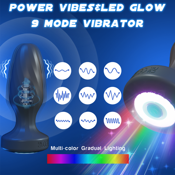 Wriggling Vibrating Butt Plug with 360° Rotation, Led Light Up Anal Plug Sex Toy, Prostate Massager Anal Male Adult Sex Toys for Men Couples, MF JHEEO App Remote Control Anal Dildo Vibrator Play