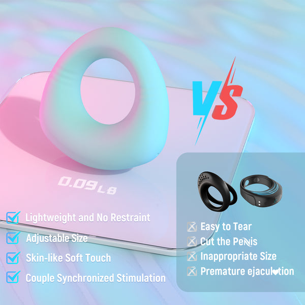 Full Liquid Silicone Soft Vibrating Cock Ring, 0.09LB Mint Green APP Pleasure Penis Ring Vibrator Couples Adult Sex Toys for Men Women, HOESDIK 10 Vibrations Male Couple Sex Toy Game for Men Erection