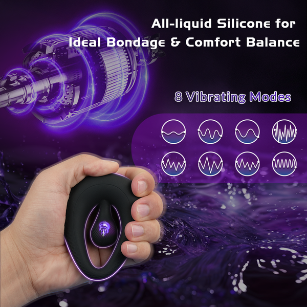 Vibrating Cock Ring with 360° Adjustable Bead Clitoral Stimulator, Pleasure Penis Ring Vibrator Couples Adult Sex Toys for Men Women, LITLLS Soft 8 Vibrations Male Couple Sex Toy Game for Men Erection