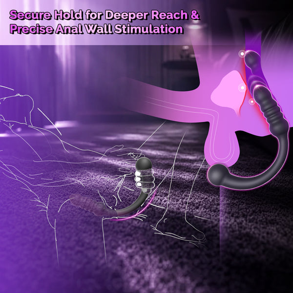 Thrusting Curved Prostate Massager, AI Sync Double Ended Anal Beads Sex Toys, Anal G Spot Dildo Vibrator, Vibrating Wand Anal Butt Plug Trainer, APP Remote Control Male Adult Sex Toy for Men Couples