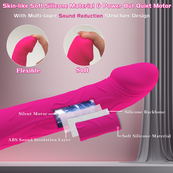 Thrusting Vibrating Dildo, 2 in 1 Female G Spot Vibrator, Soft Silicone Realistic Anal Dildos Adult Women Sex Toys with 10 Vibrating 3 Thrust Modes, LITLLS Thrusting Sex Toy Machine for Women Pleasure