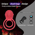 Vibrating Cock Ring with Rose Clitoral Stimulator, Pleasure Penis Ring Vibrator Couples Adult Sex Toys for Men Women, 7 Vibrations Male Couple Sex Toy, Light Rose