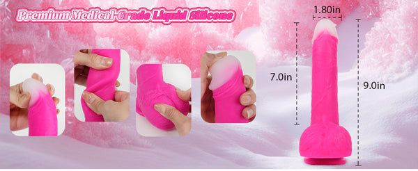 Thrusting Soft Pink Liquid Silicone Jelly Dildo, Suction Cup Fantasy Anal G Spot Rotating Vibrating Realistic Strap On Dildo, Remote Control Vibrator, YUKZEN Women Female Couples Adult Sex Toys Games
