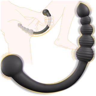 Dual-Ended Vibrating Prostate Massager Anal Beads Sex Toys, Curved Anal Dildo Butt Plug Vibrator, Male Adult Sex Toy for Men Women Couples, Porinda Long Prostate Wand Anal Trainer Game Play