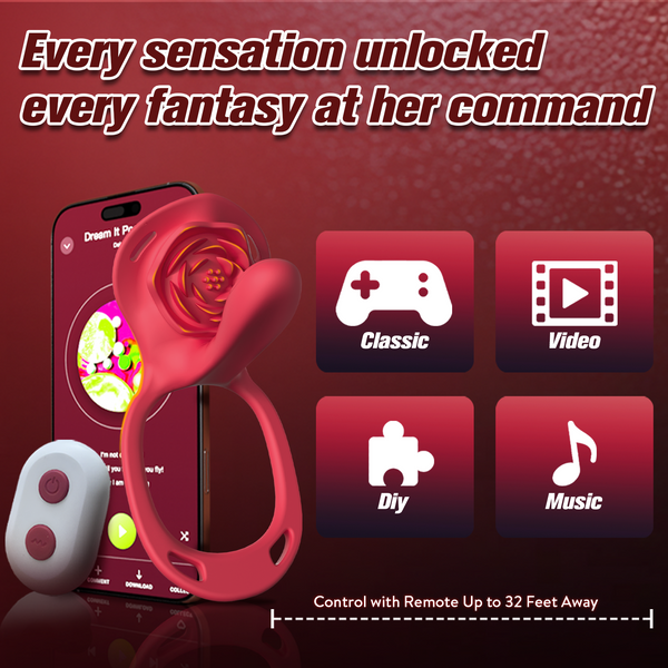 Couples Rose App Remote Control Wearable Vibrator, Women Adult Sex Toys Games for Men, Hands Free Panty Clitoris G Spot Vibrator Vibrating Cock Ring Penis Sleeve, ZOOPLOU BDSM Bondage Female Sex Toy