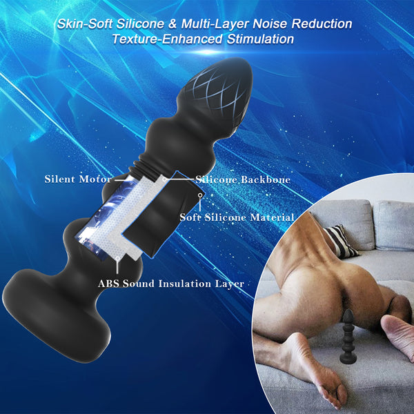 Thrusting Vibrating Prostate Massager Anal Butt Plug, Anal Male Adult Sex Toys for Men Women Couples, Remote Control Anal Dildo Vibrator, 10 Modes Anal Beads, HOESDIK Anal Training Sex Toy Game Play