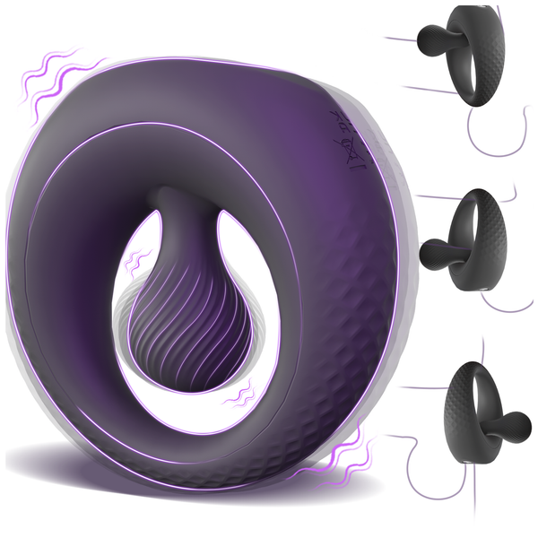 Vibrating Cock Ring with 360° Adjustable Bead Clitoral Stimulator, Pleasure Penis Ring Vibrator Couples Adult Sex Toys for Men Women, LITLLS Soft 8 Vibrations Male Couple Sex Toy Game for Men Erection