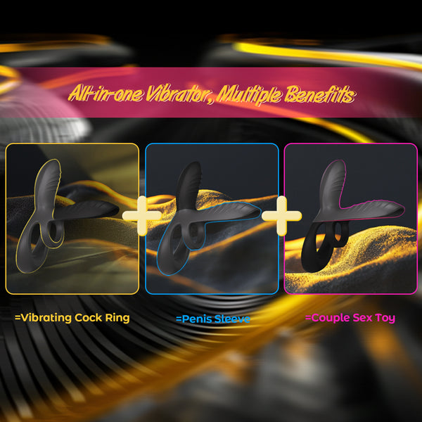 TANSHUNLY Ring Vibrator Sleeve with Clitoral Stimulator for G-Spot Perineum, Sex Toy for Couples Men Women, Cock Ring Ring Sex Toys, Erotic Sex Toy, Black