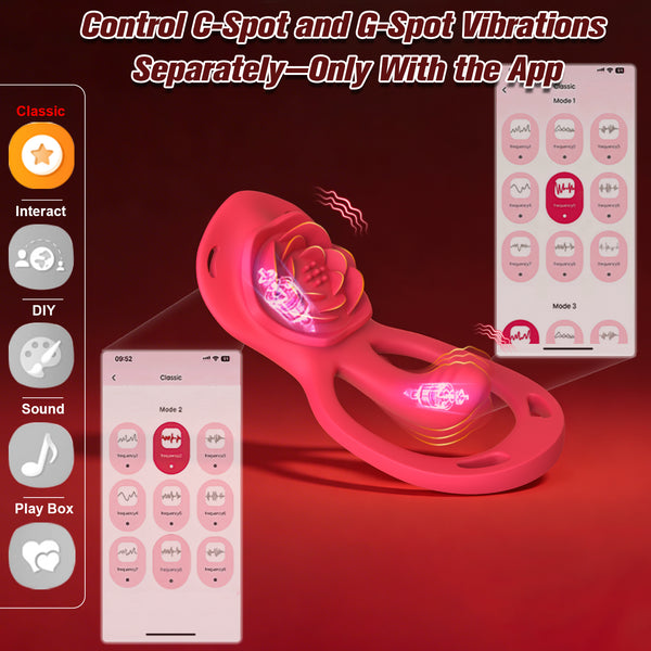 Rose Mini Wearable Vibrator with Finger Stimulator, Hands Free Vibrating Strap On Clitoral Massager, App Remote Control Adult Tools for Couples Women in Bed, ZOOPLOU Vagina Toy