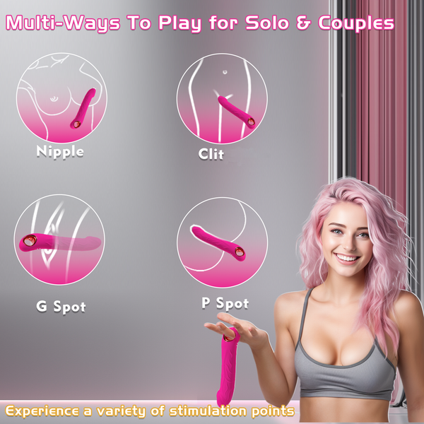 Thrusting Vibrating Dildo, 2 in 1 Female G Spot Vibrator, Soft Silicone Realistic Anal Dildos Adult Women Sex Toys with 10 Vibrating 3 Thrust Modes, LITLLS Thrusting Sex Toy Machine for Women Pleasure