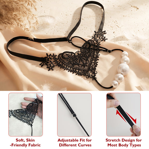 Pearl Thong Wearable Panty Vibrator, Vibrating Strap On APP Remote Control Women Couples Mini Vibrator, Clit Grind Vibrator, Hands Free BDSM Clitoral Stimulator, Bondage Female Adult Sex Toys Games
