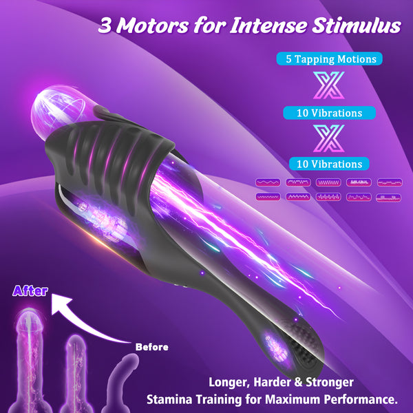 Adjustable Cock Ring with Vibrating Testicle Stimulator for Men Hands-Free Male Masturbation Vibrating Penis Training Device Adult Sex Toys for Men