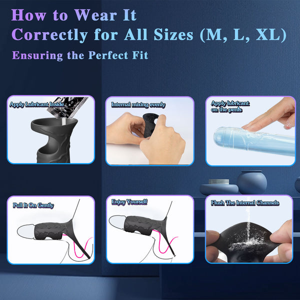 Vibrating Penis Sleeve Cock Ring, Penis Ring Vibrator Extender for Penis G Spot Stimulation, Couples Adult Sex Toys for Men Women, MHYNNR Girth Enhancer Sleeve Male Couple Sex Toy for Men Erection Sex