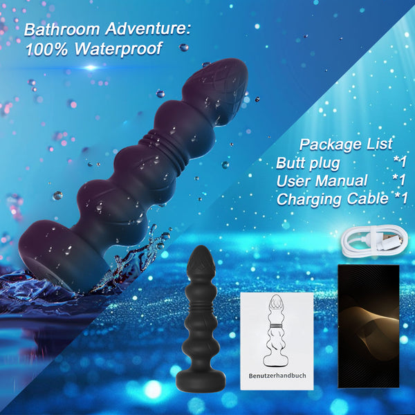 Thrusting Vibrating Prostate Massager Anal Butt Plug, Anal Male Adult Sex Toys for Men Women Couples, Remote Control Anal Dildo Vibrator, 10 Modes Anal Beads, HOESDIK Anal Training Sex Toy Game Play