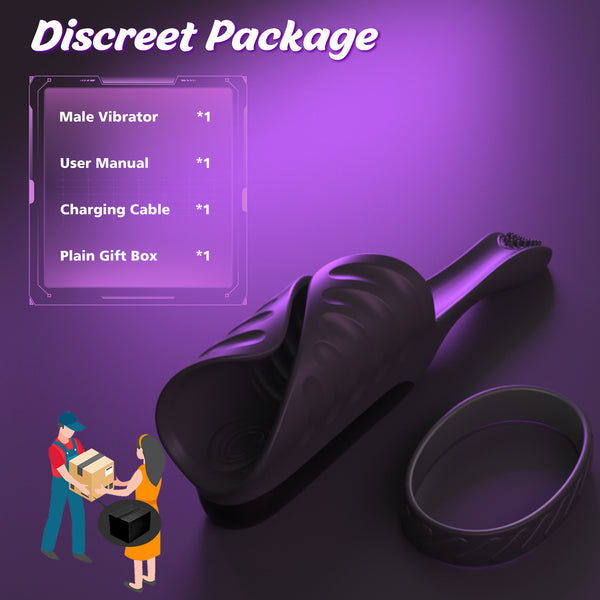 Adjustable Cock Ring with Vibrating Testicle Stimulator for Men Hands-Free Male Masturbation Vibrating Penis Training Device Adult Sex Toys for Men