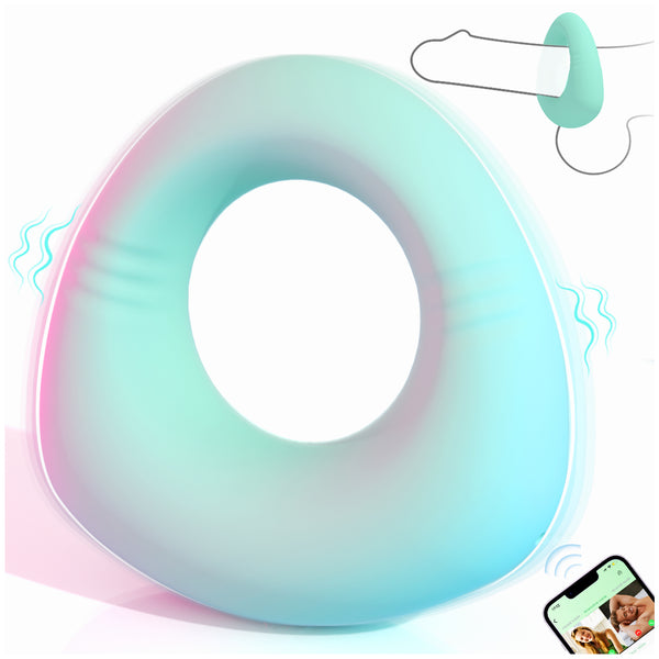 Full Liquid Silicone Soft Vibrating Cock Ring, 0.09LB Mint Green APP Pleasure Penis Ring Vibrator Couples Adult Sex Toys for Men Women, HOESDIK 10 Vibrations Male Couple Sex Toy Game for Men Erection