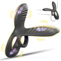 TANSHUNLY Ring Vibrator Sleeve with Clitoral Stimulator for G-Spot Perineum, Sex Toy for Couples Men Women, Cock Ring Ring Sex Toys, Erotic Sex Toy, Black