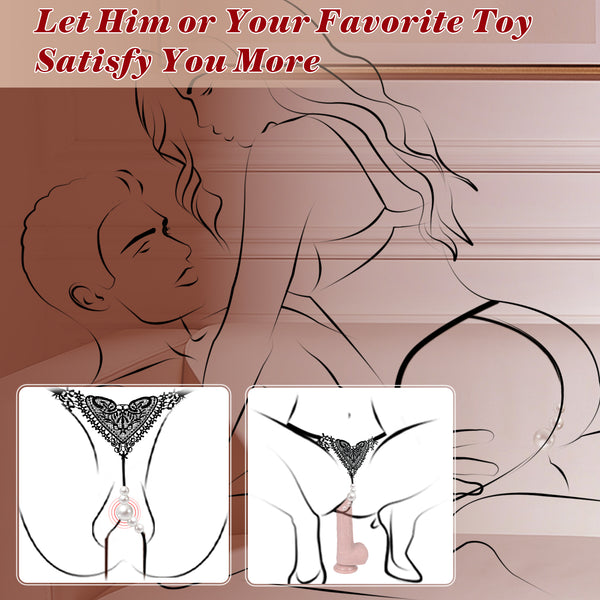 Pearl Thong Wearable Panty Vibrator, Vibrating Strap On APP Remote Control Women Couples Mini Vibrator, Clit Grind Vibrator, Hands Free BDSM Clitoral Stimulator, Bondage Female Adult Sex Toys Games