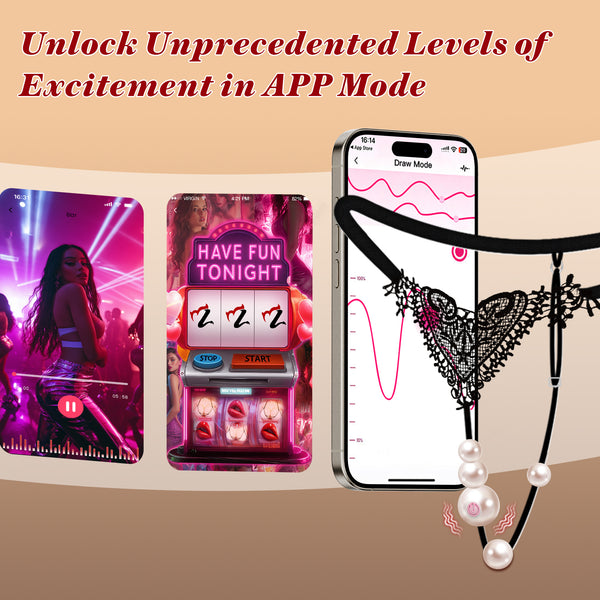 Pearl Thong Wearable Panty Vibrator, Vibrating Strap On APP Remote Control Women Couples Mini Vibrator, Clit Grind Vibrator, Hands Free BDSM Clitoral Stimulator, Bondage Female Adult Sex Toys Games