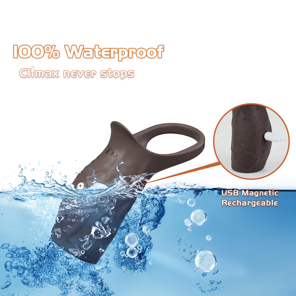 All Liquid Silicone Vibrating Penis Sleeve Cock Ring, Thick Huge Realistic Dildo, Brown Lifelike Big Soft Consoladores with 10 Vibrations, LNIIY Juguetes Sexuales, Adult Sex Toys Games for Men Couples