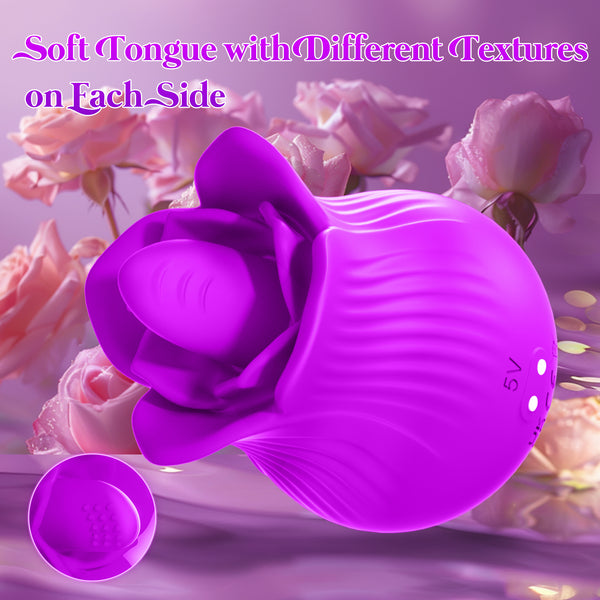 Female Clitoris Rose Vibrator, 2 in 1 Licking Vibrating Clitoral Women Sex Toys, Adult Toys for Women Pleasure with 10 Modes, ZOOPLOU Womens Sex Sexual Stimulation Device