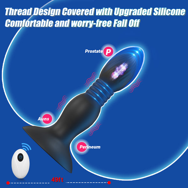 Thrusting Vibrating Anal Plug Sex Toys with Suction Cup, Remote Control Prostate Massager Butt Plug Vibrator, Anal Male Adult Sex Toy for Men Women Couples, HNNPY Anal Dildo Anal Trainer Game Play