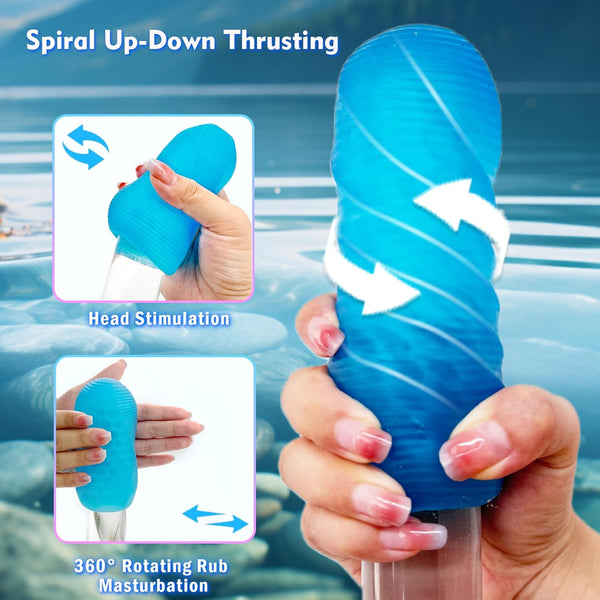 Male Masturbator Adult Sex Toys for Men - Spinning Textured Stroker Pocket Pussy for Men Masturbation, Ultra-Soft Stretchy Egg Penis Blowjob Sex Toy with Storage Box, Pocket Pussies Masturbators