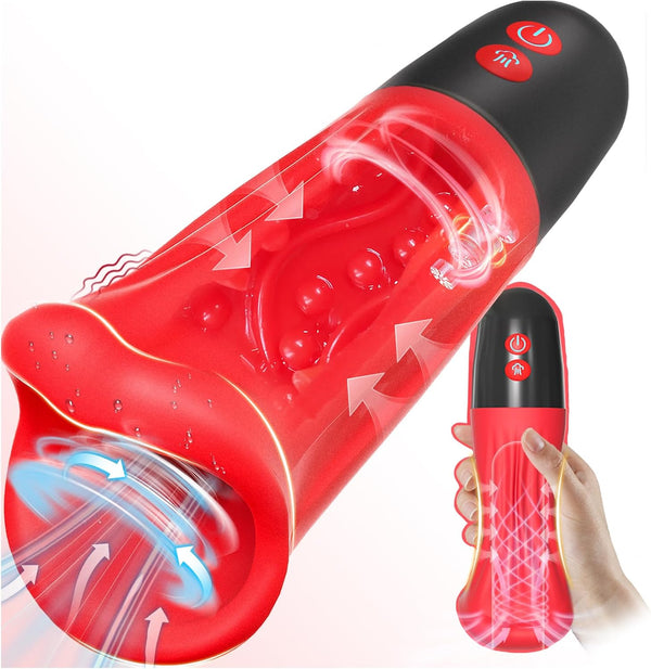 Male Masturbator Adult Sex Toys for Men - Squeezable Soft Sleeve Automatic Sucking Vibrating Blowjob Sex Machine, Penis Vibrator Stroker Trainer, Mens Penis Pump Sucker Sex Toy Pocket Pussy for Men